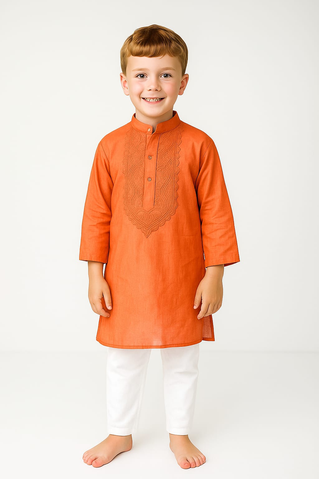 Silakaari Zohan Pink Pure Lucknowi Chikankari Kurta Pyjama Set For Boys