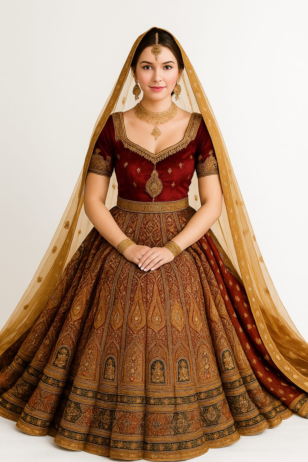 Silakaari Radiant Multi and Gold Bridal Art Silk Bridal Lehenga Sharara Set