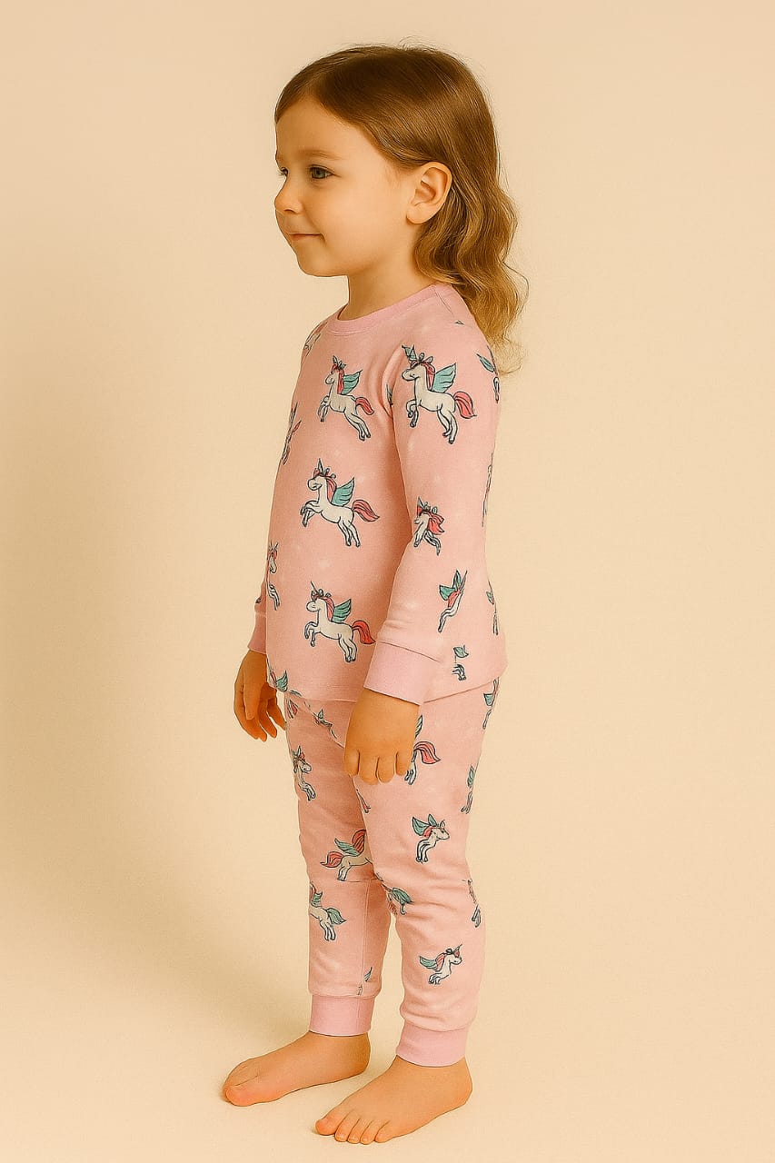 Silakaari Kids Baby Pink Unicorn Print Cute Night Dress For Girls