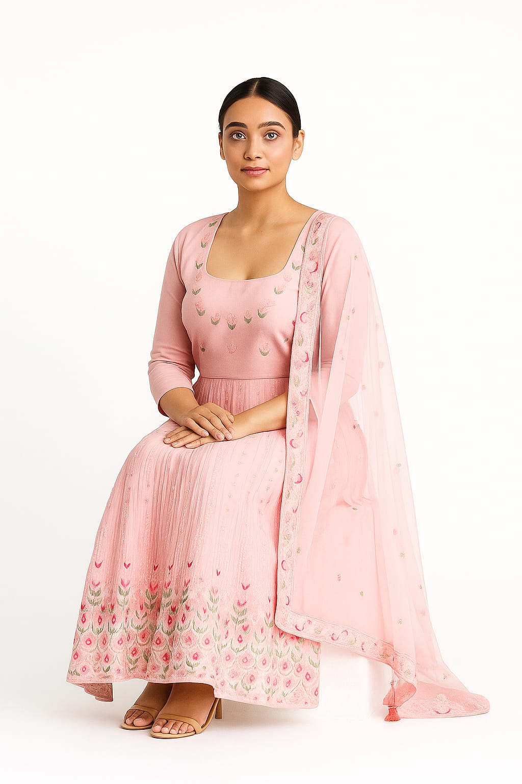 Silakaari Pink Pure Sequin Fancy Heavy Embroidery Unstitched Lehenga Sharara Set