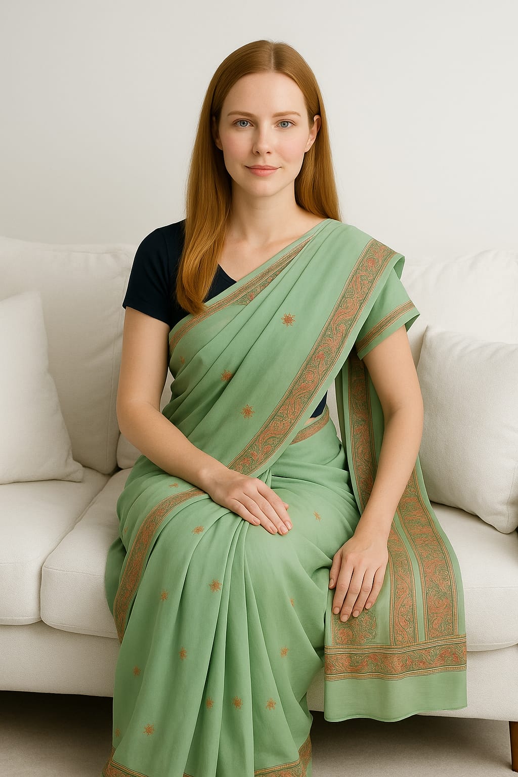 Silakaari Suhani Dual Tone Casual Green Lucknowi Embroidery Premium Saree