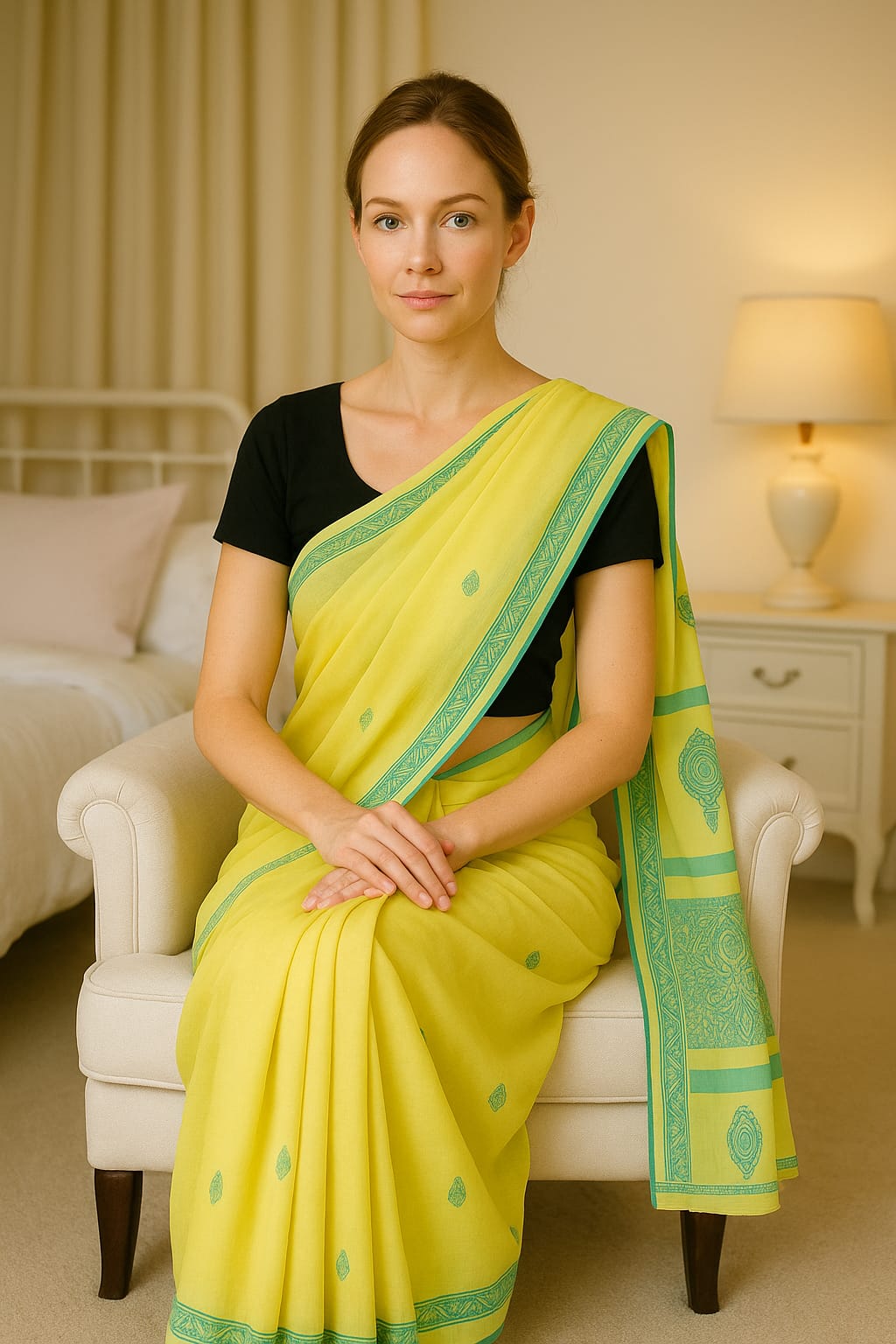 Silakaari Samiksha Green-Blue Patch work Pure Lucknowi Casual Wear Premium Saree