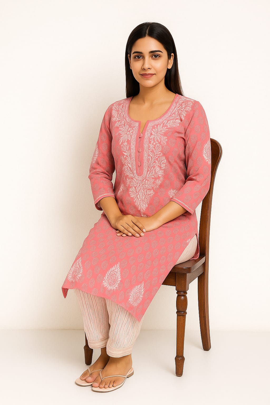 Silakaari Women's Pure Cotton Printed Lucknowi Kurti Pant Premium Set