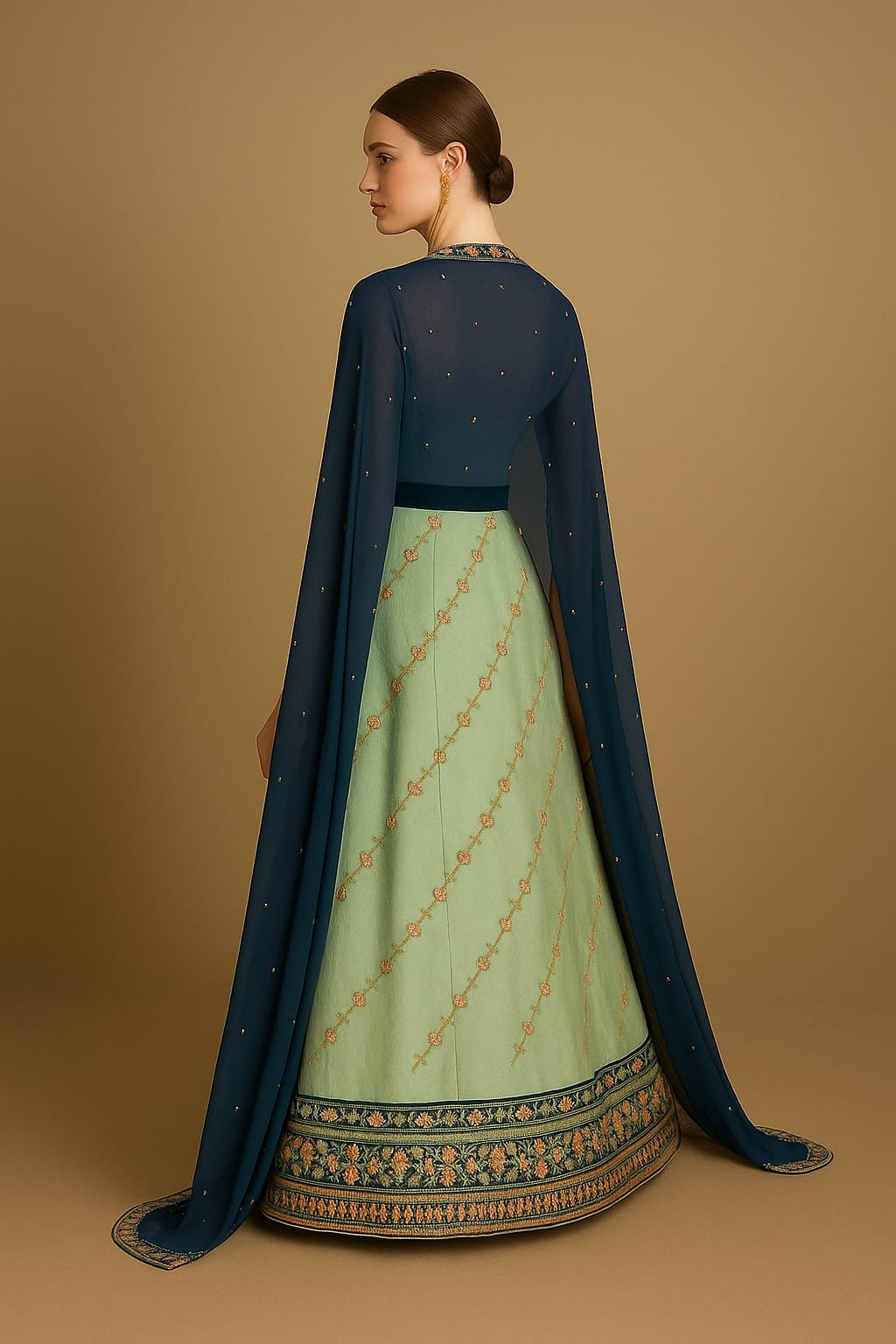 Silakaari Mehdood Teal Green Heavy Embroidery Sequin Border Silk Unstitched Lehenga Set