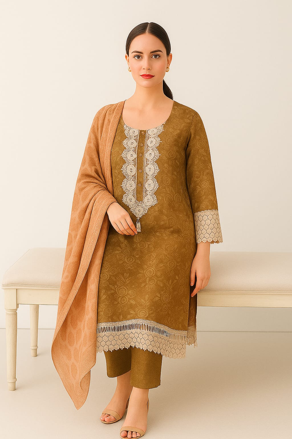 Silakaari Women's Floral Pure Georgette Heavy Lacy Designer Ready-Made Dress