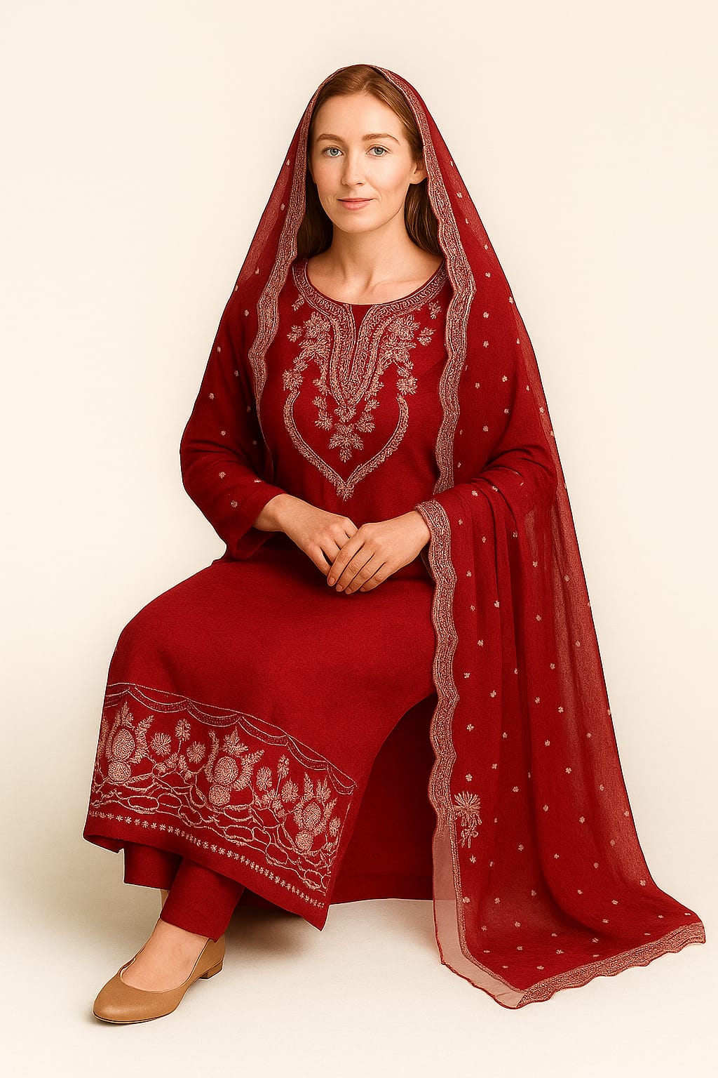 Silakaari Shehzadi Maroon-White Pure Lawn Organza Premium Unstitched Suits