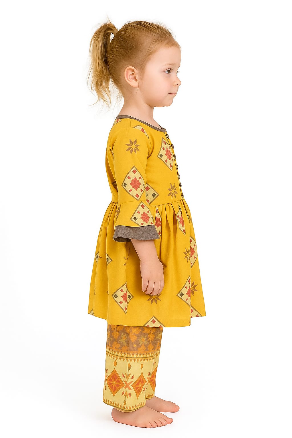 Silakaari Kids Bell Sleeve Foil Printed Palazzo Set For Girls