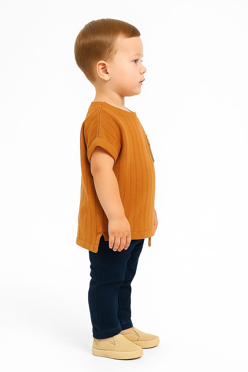 Silakaari Sonic Brown T-Shirt With Blue Denim Jeans Set For Girls