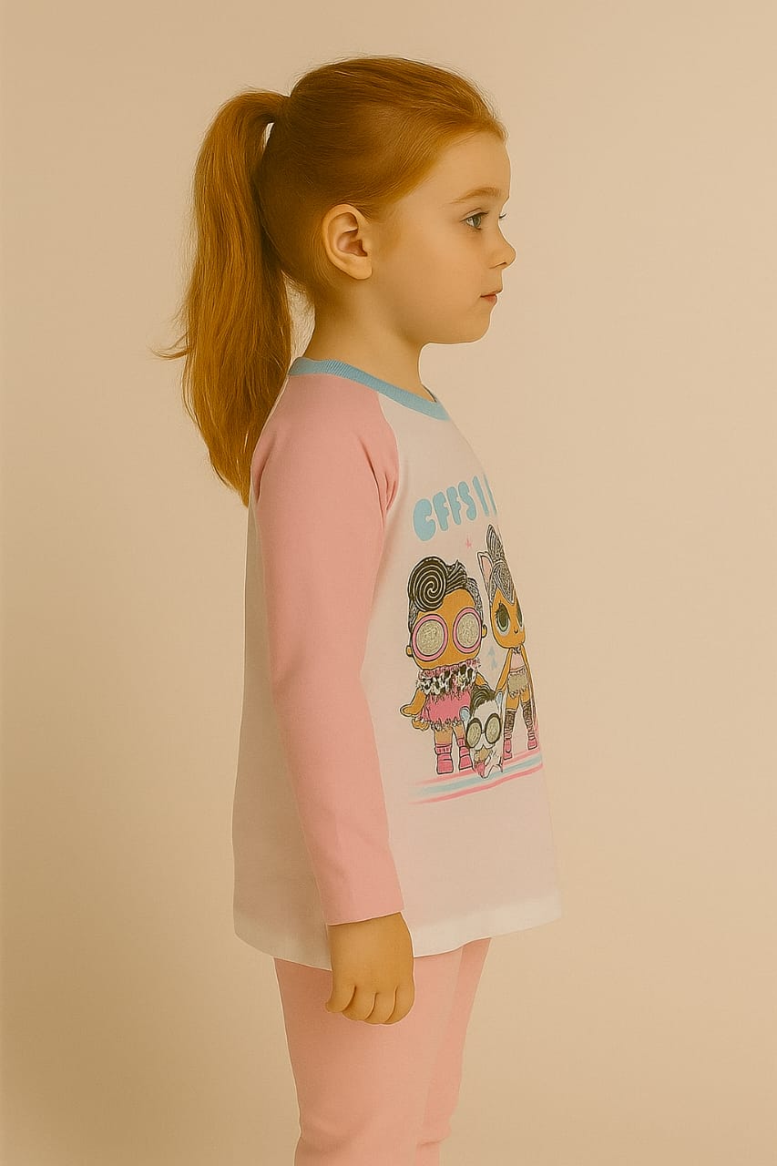 Silakaari Kids Pink & White Full Sleeve For Girls