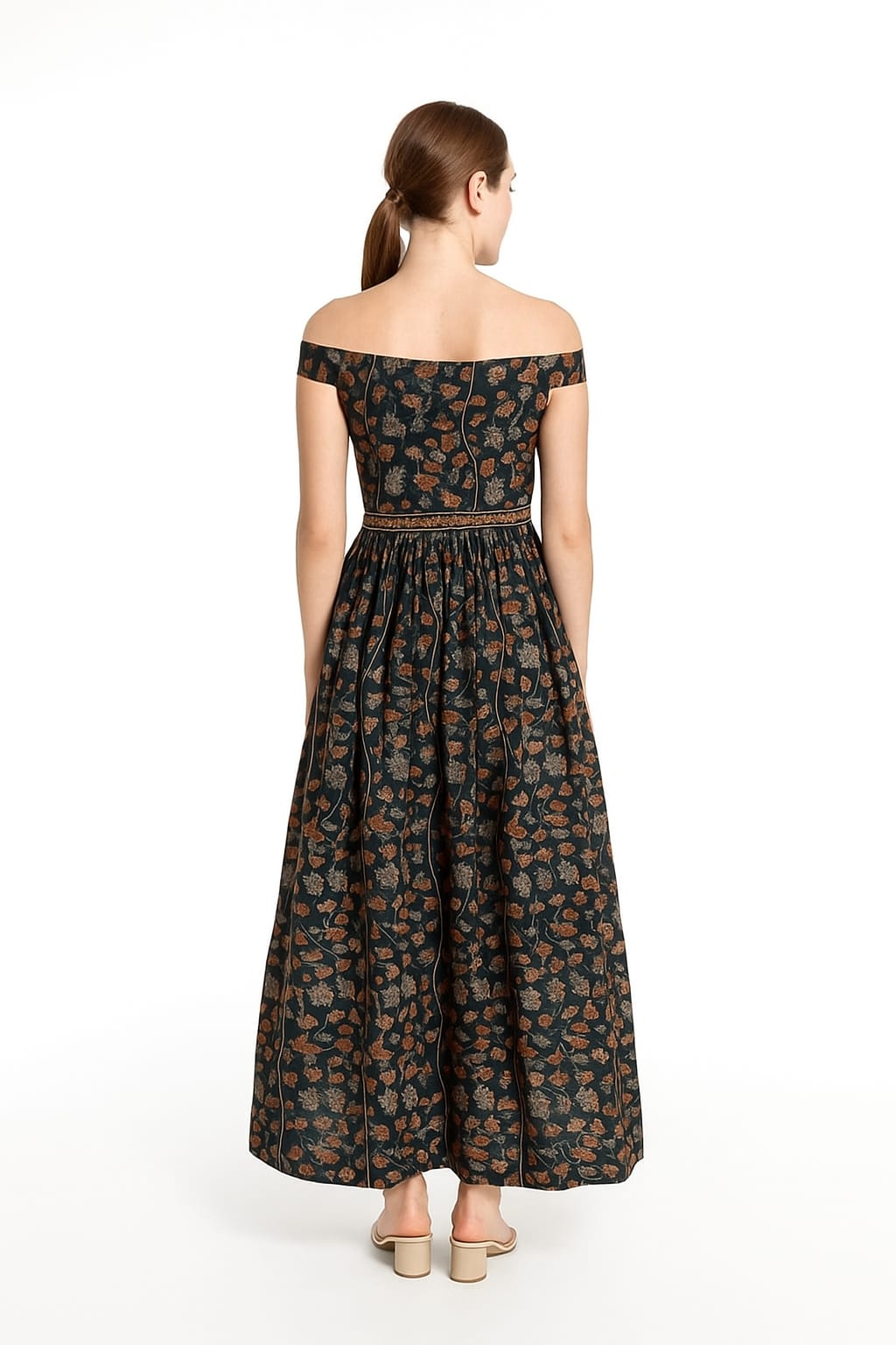 Silakaari Soul Dark Green Floral Printed Ethnic Gown