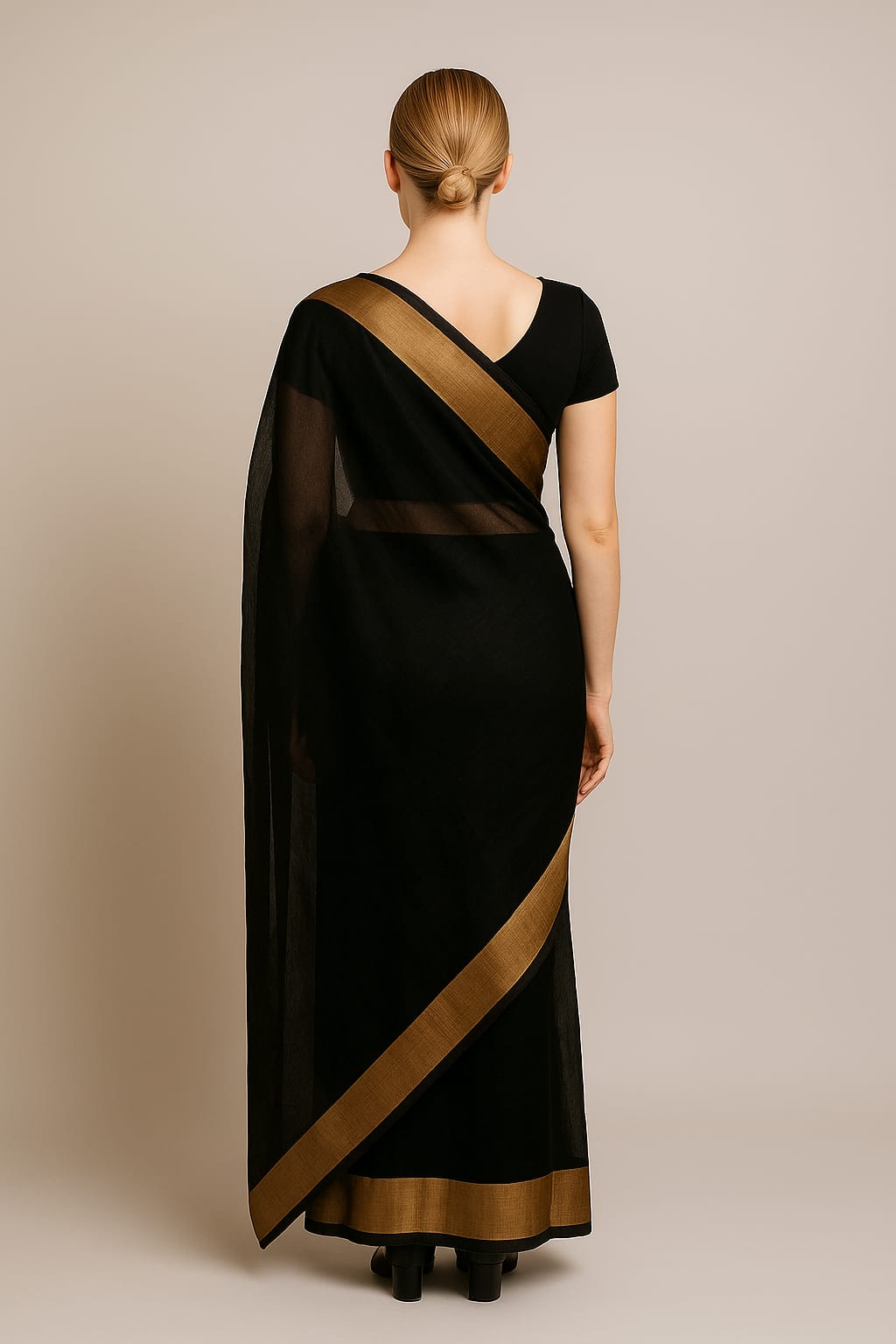 Silakaari Black Beauty Super Delux Pure Chanderi Lucknowi Premium Saree