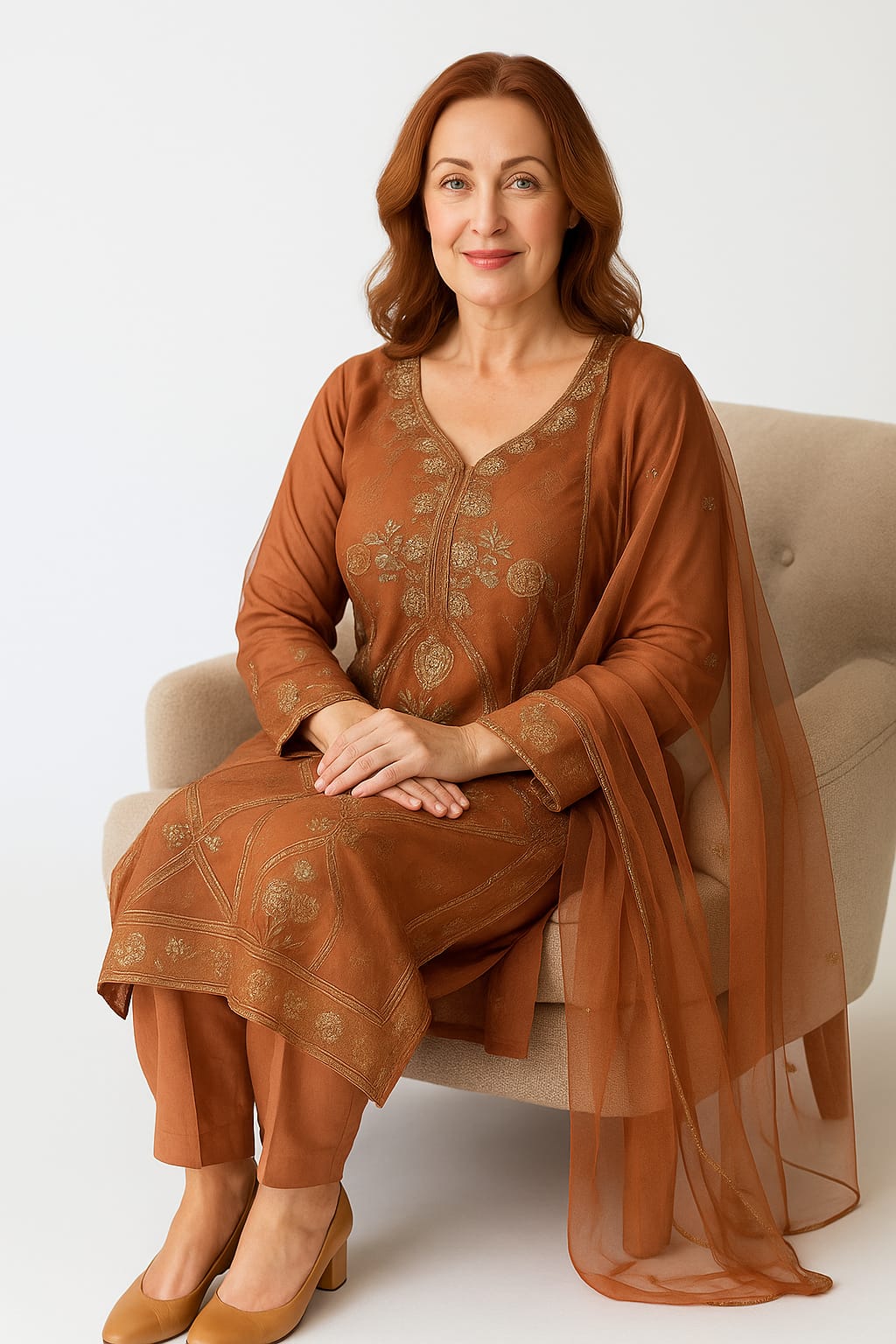Silakaari Alfaaz Brown Pure Organza Heavy Dimond Embroidery Unstitched Suits
