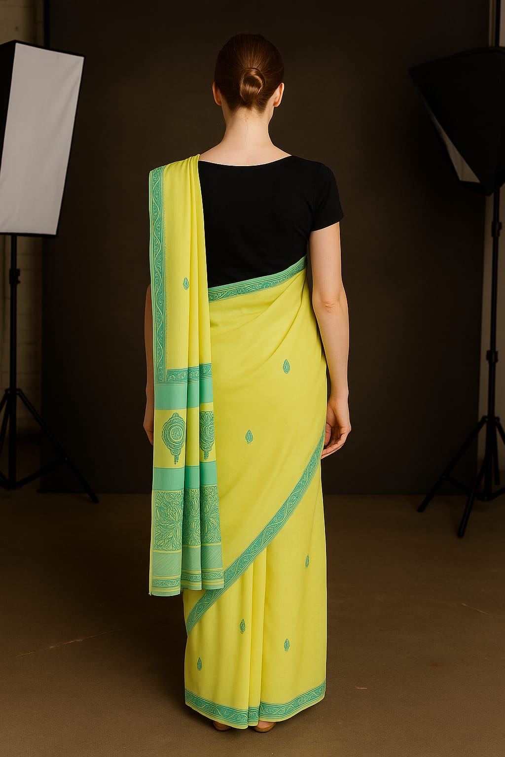 Silakaari Samiksha Green-Blue Patch work Pure Lucknowi Casual Wear Premium Saree