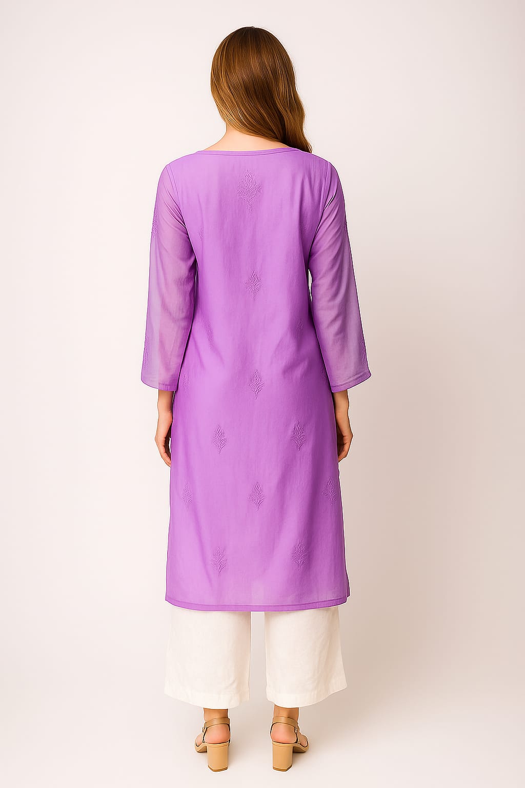 Silakaari women's Blaze Pure Chanderi Shaded Lucknowi Premium Long Kurti
