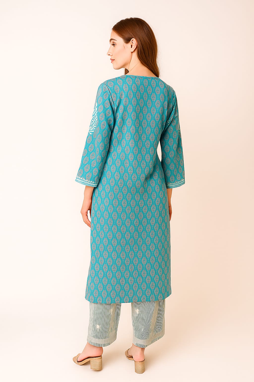 Silakaari Women's Pure Cotton Printed Lucknowi Kurti Pant Premium Set
