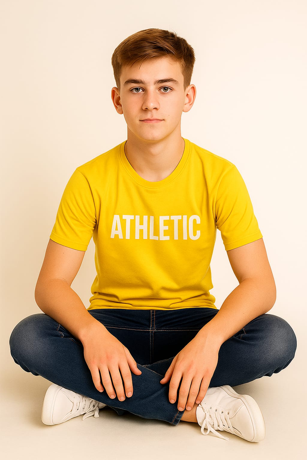 Silakaari Beck Mustard T-Shirt With Blue Solid Denim Jeans Set For Boys