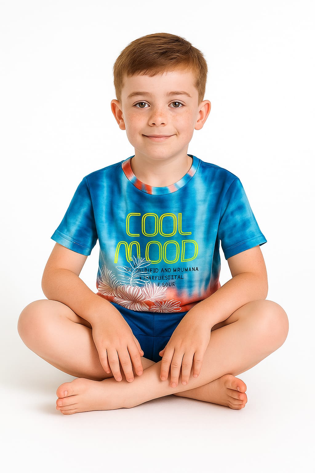 Silakaari Kids Blue Printed Half Sleeve Casual T-Shirt For boys