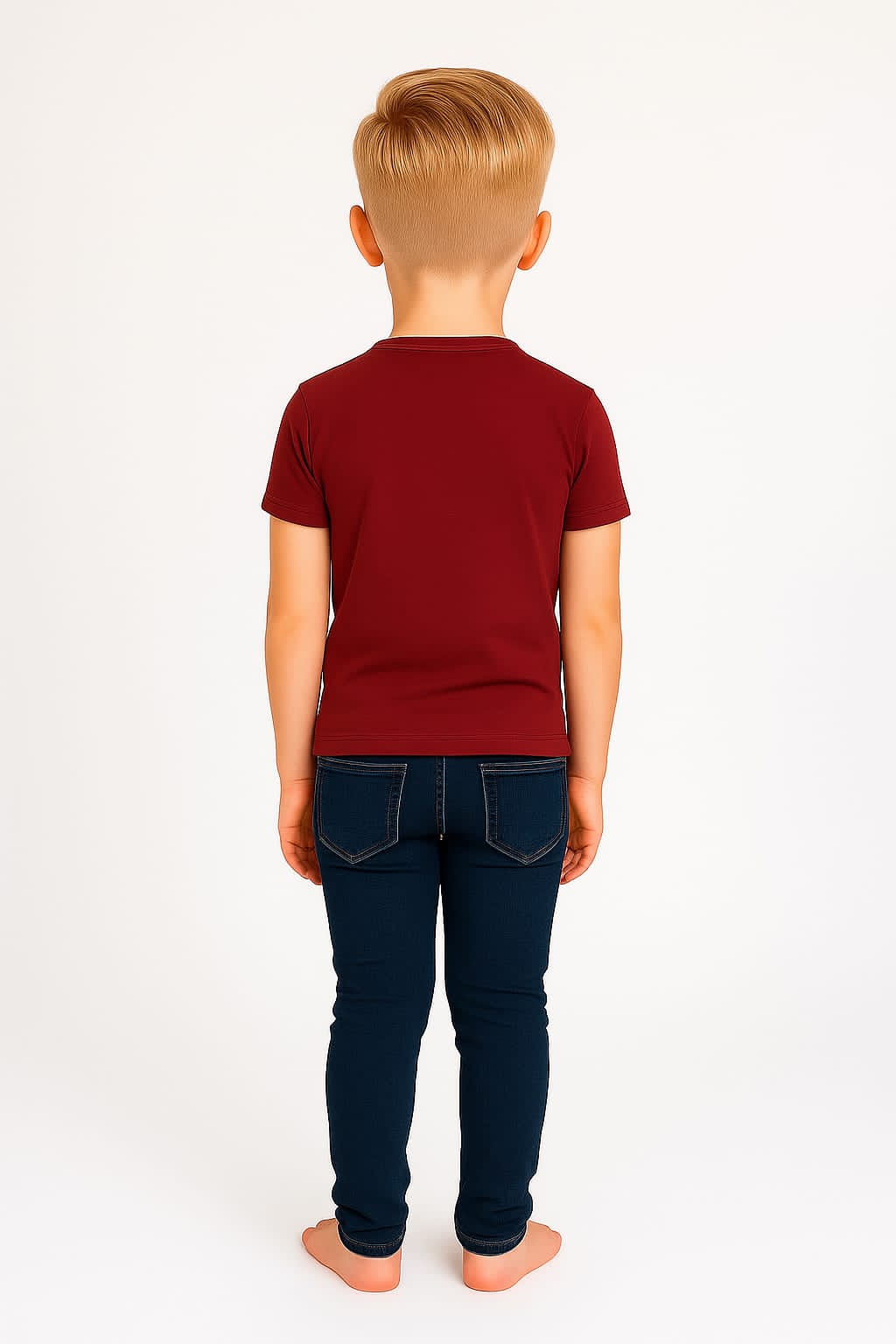 Silakaari Harden Maroon T-Shirt With Black Cargo Denim Jeans Set For Boys