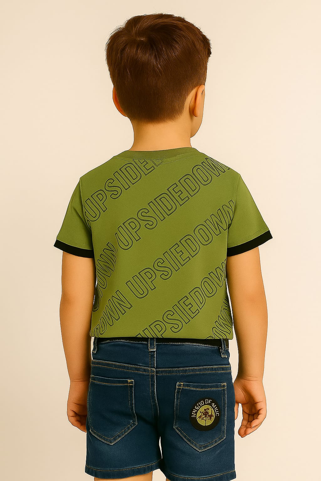 Silakaari Kids Printed T-Shirt & Short Denim Set For Boys