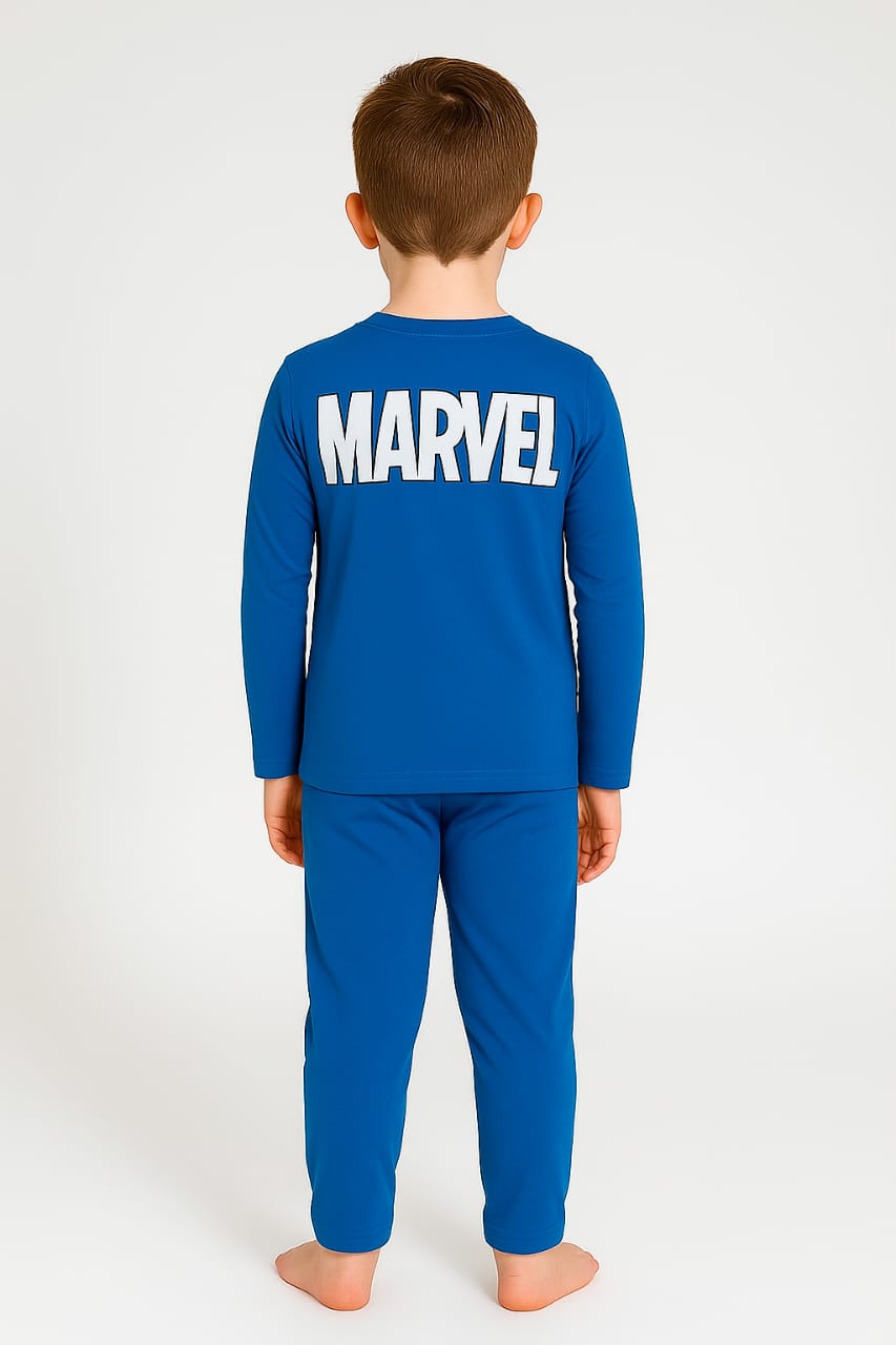 Silakaari Kids Blue Marvel Regular Fit Casual Full Sleeve T-Shirt for Boys
