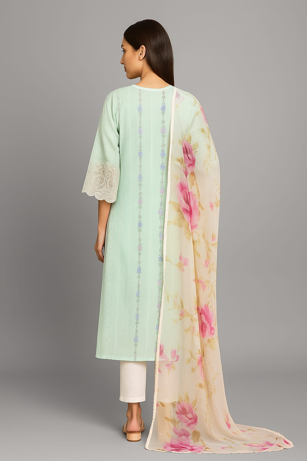 Silakaari Nazakat Pure Lawn Teal Blue Embroidery Pakistani Ready-Made Dress