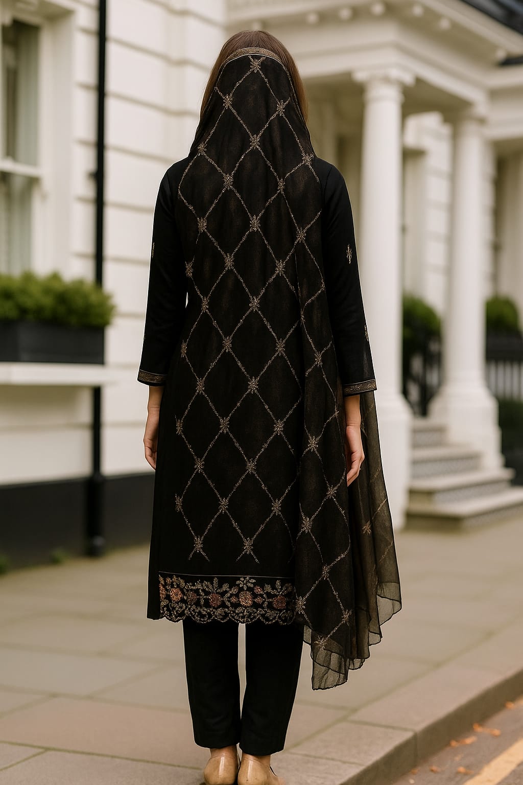Silakaari Zubaan Pure Velvet Black Sequin Heavy Unstitched Suits