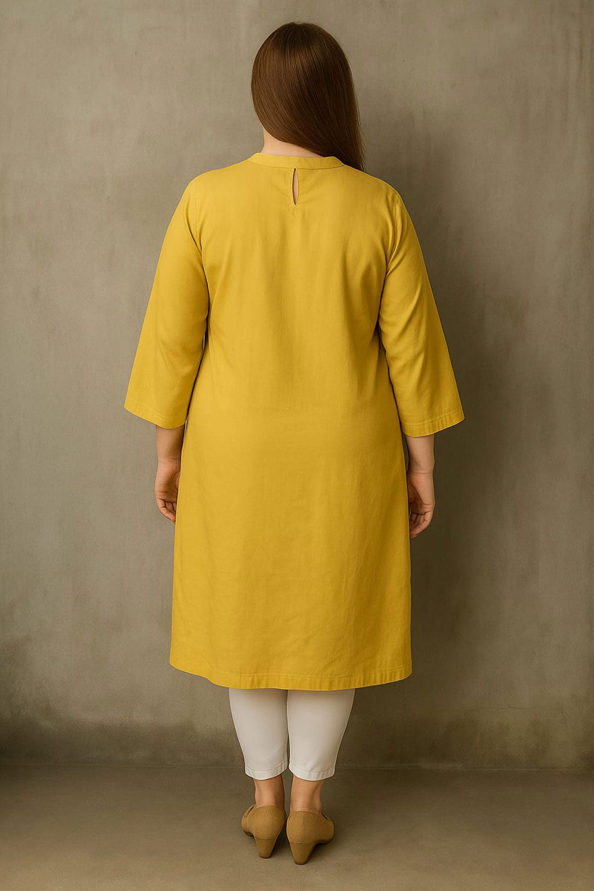 Silakaari Sonia Yellow Rayon Embroidery Long Kurti
