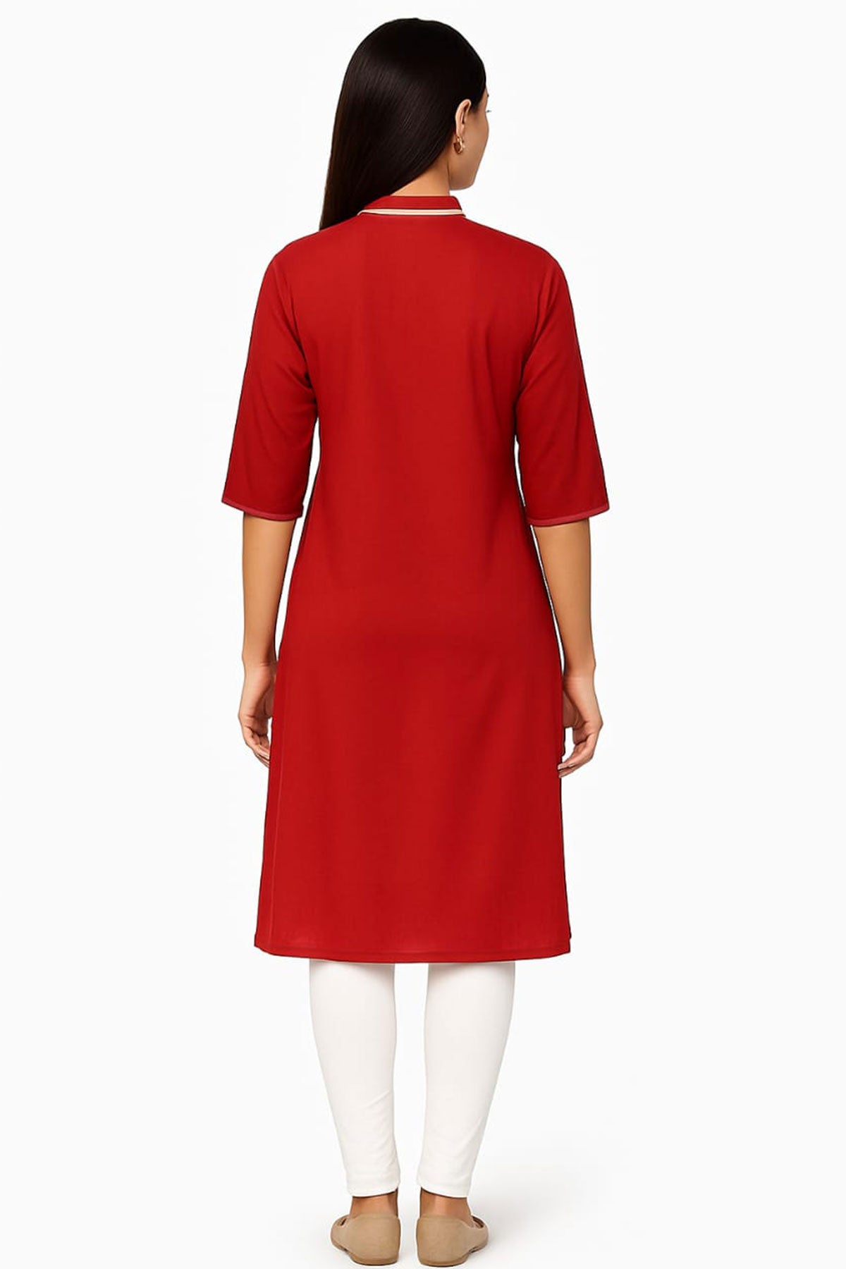 Silakaari Bisma Red Zari Gota Embroidered Rayon Kurti