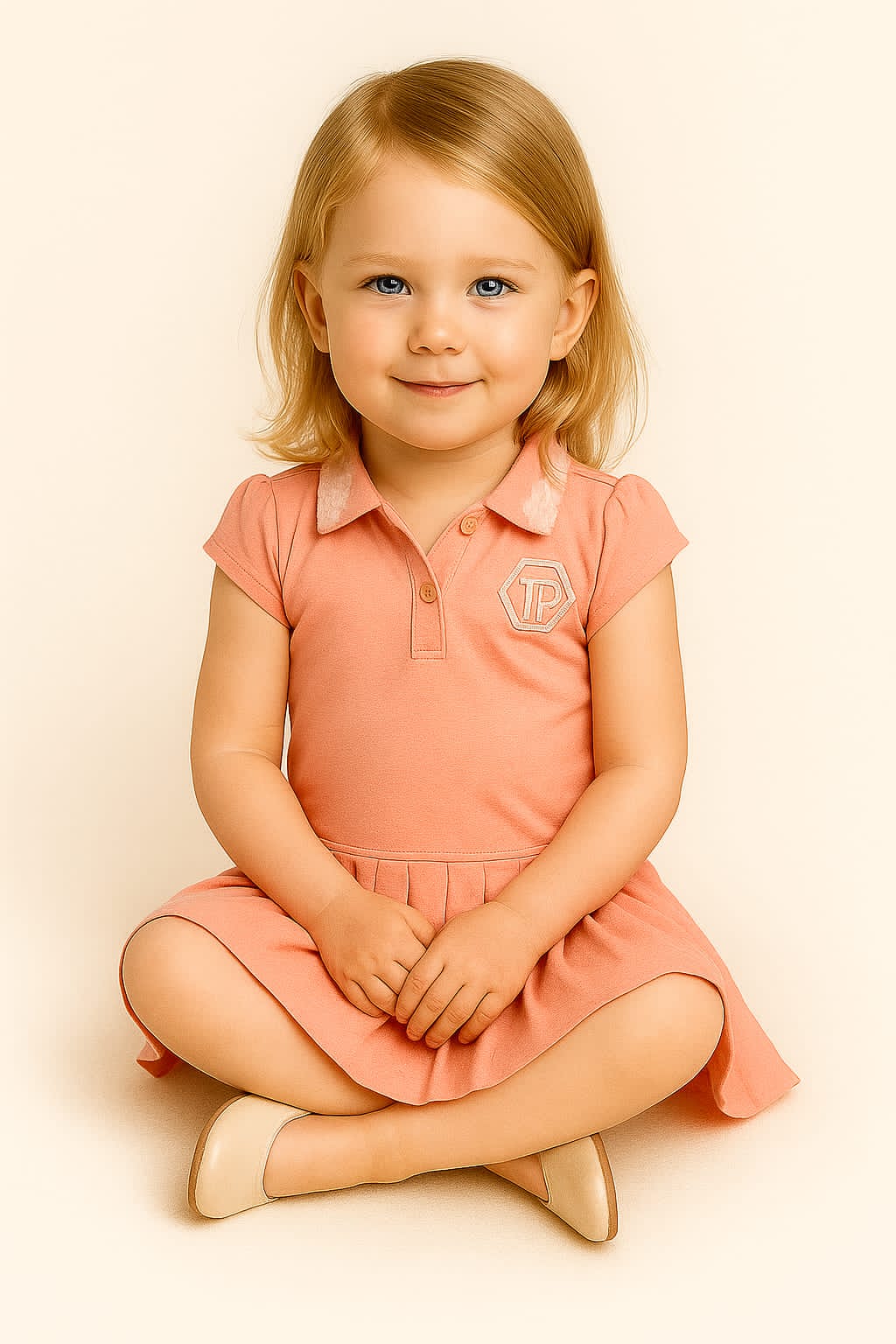 Silakaari Khadija Kids Peach Fancy Floral Pearl Top With Short For Girls