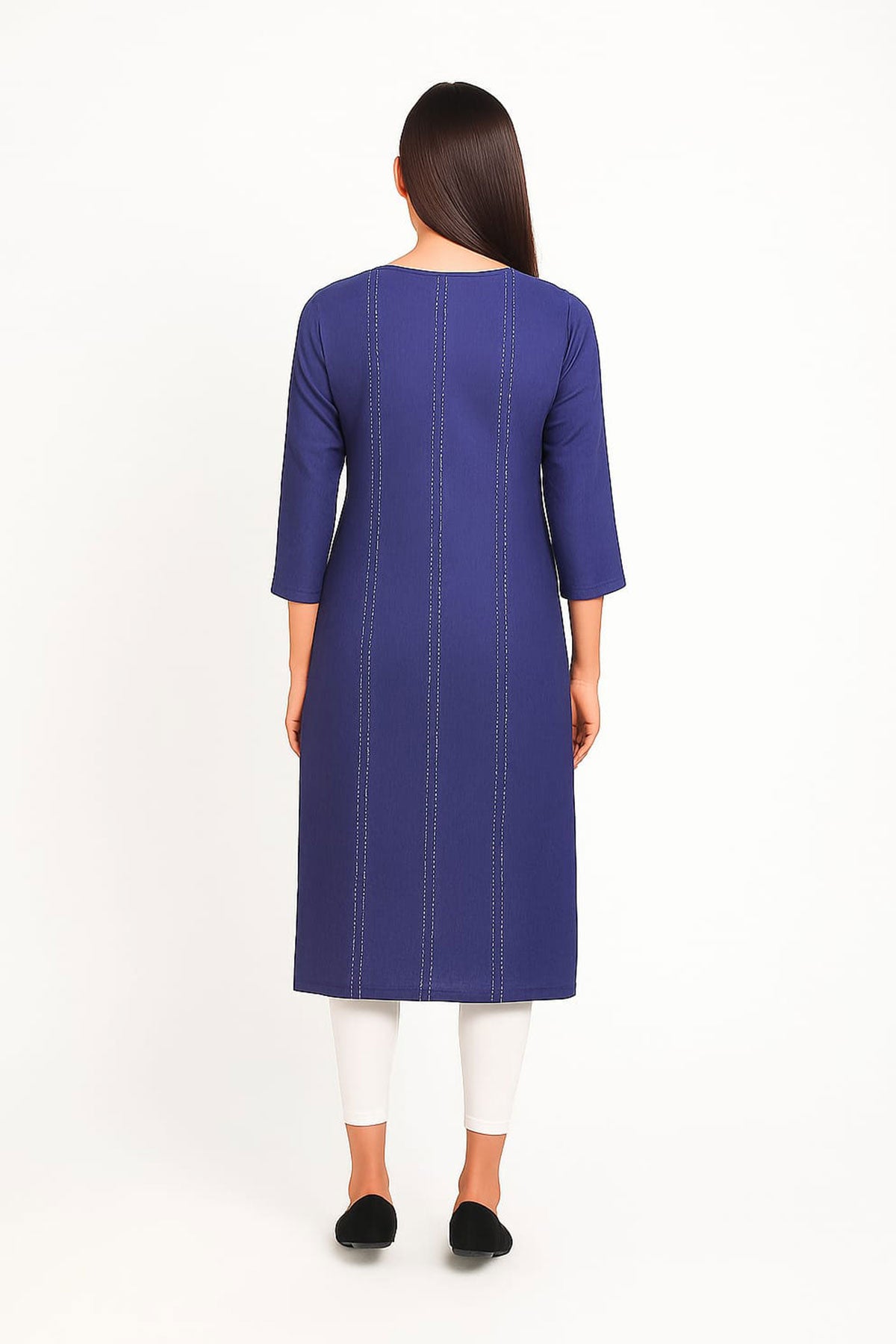 Silakaari Noora Printed Button Stylish Soft Denim Long Kurti