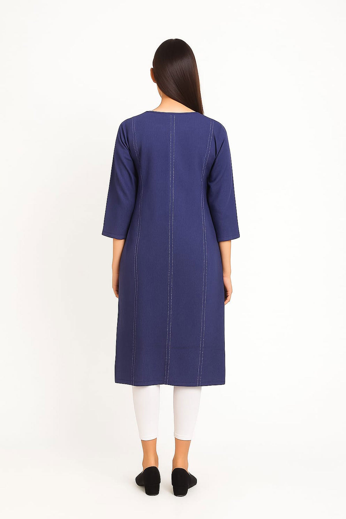 Silakaari Noora Printed Button Stylish Soft Denim Long Kurti
