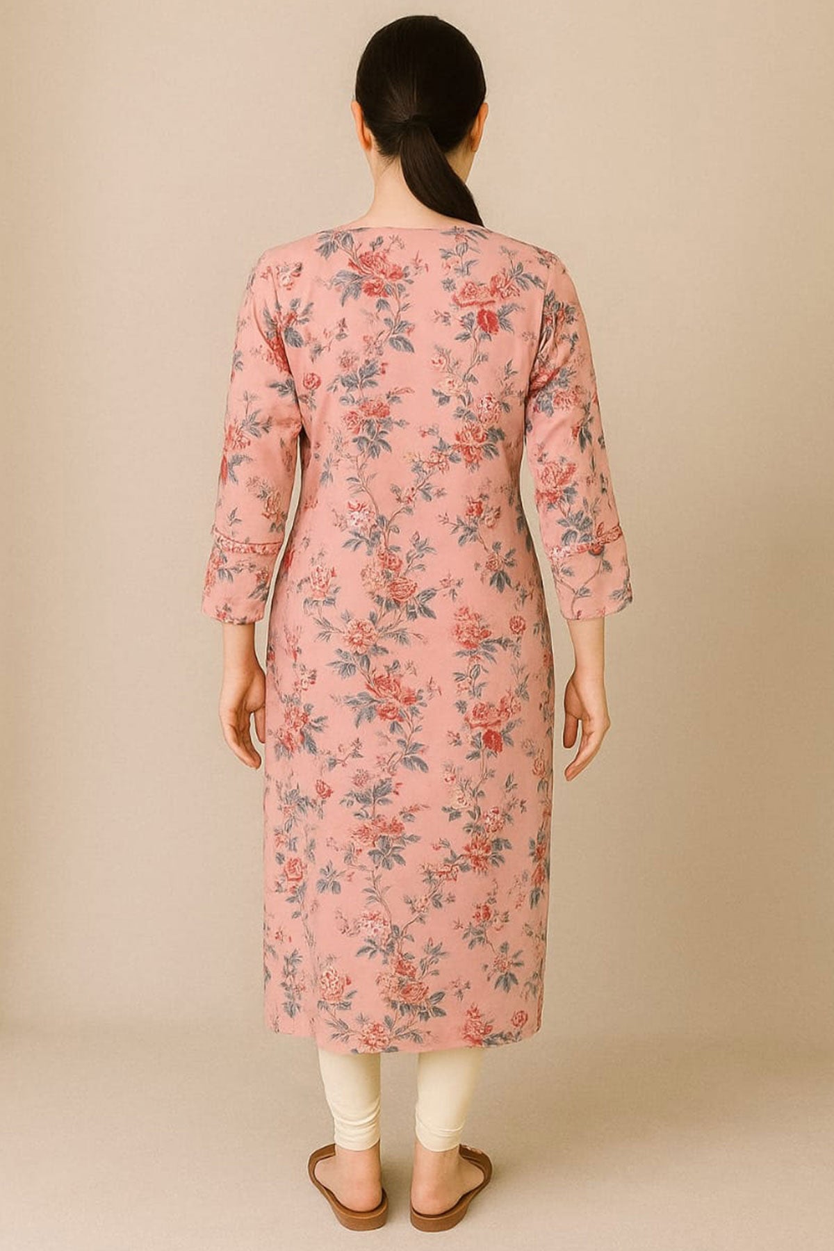 Silakaari Adeela Digital Printed Mirror Smocking Straight Long Kurti
