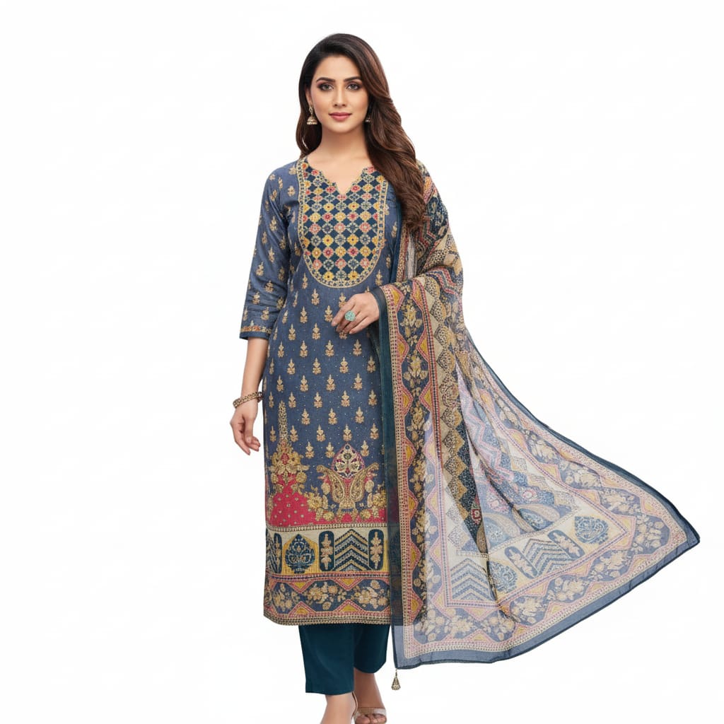 Silakaari Muntazir Pure Muslin Printed Gota patti Unstitched Suits