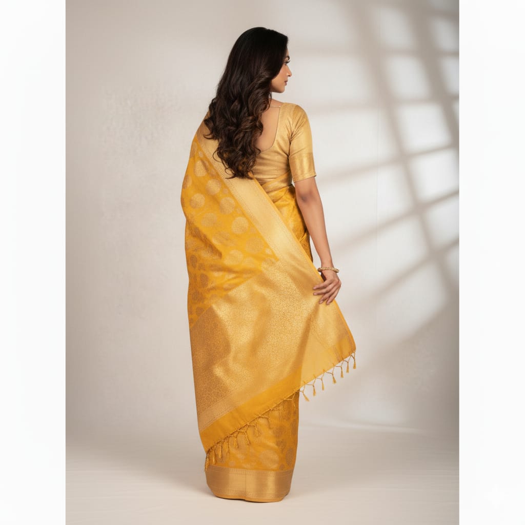 Silakaari Banarasi Sun Yellow Jacquard Saree