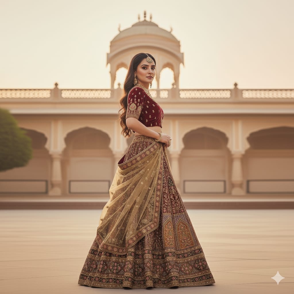 Silakaari Radiant Multi and Gold Bridal Art Silk Bridal Lehenga Sharara Set