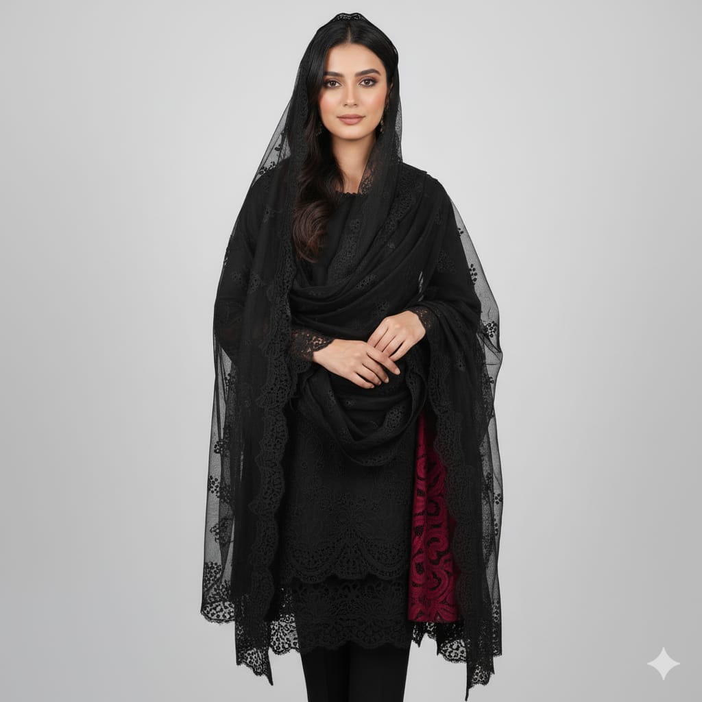 Silakaari Fakar Self Black Pure Hakoba Chikan Premium Patch Work Ready-Made Dress