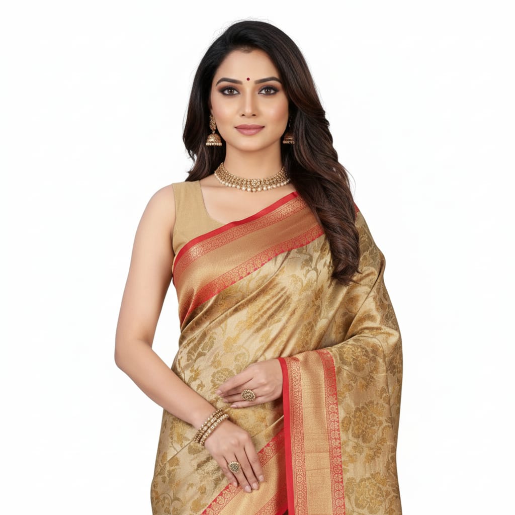 Silakaari Cherry Red Zari Woven Pure Banarasi Silk Saree