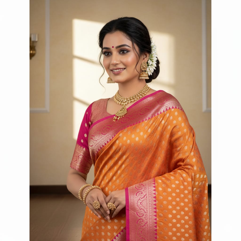 Silakaari Nazakat Sun Yellow Zardosi Hand Work Pure Silk Bridal Saree