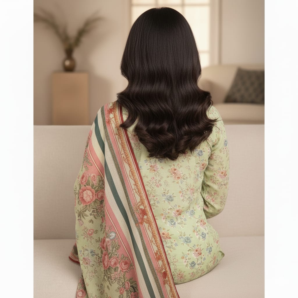 Silakaari Nawazish Pista Green Pure Lawn Chikan Cut Work Fancy Unstitched Suits