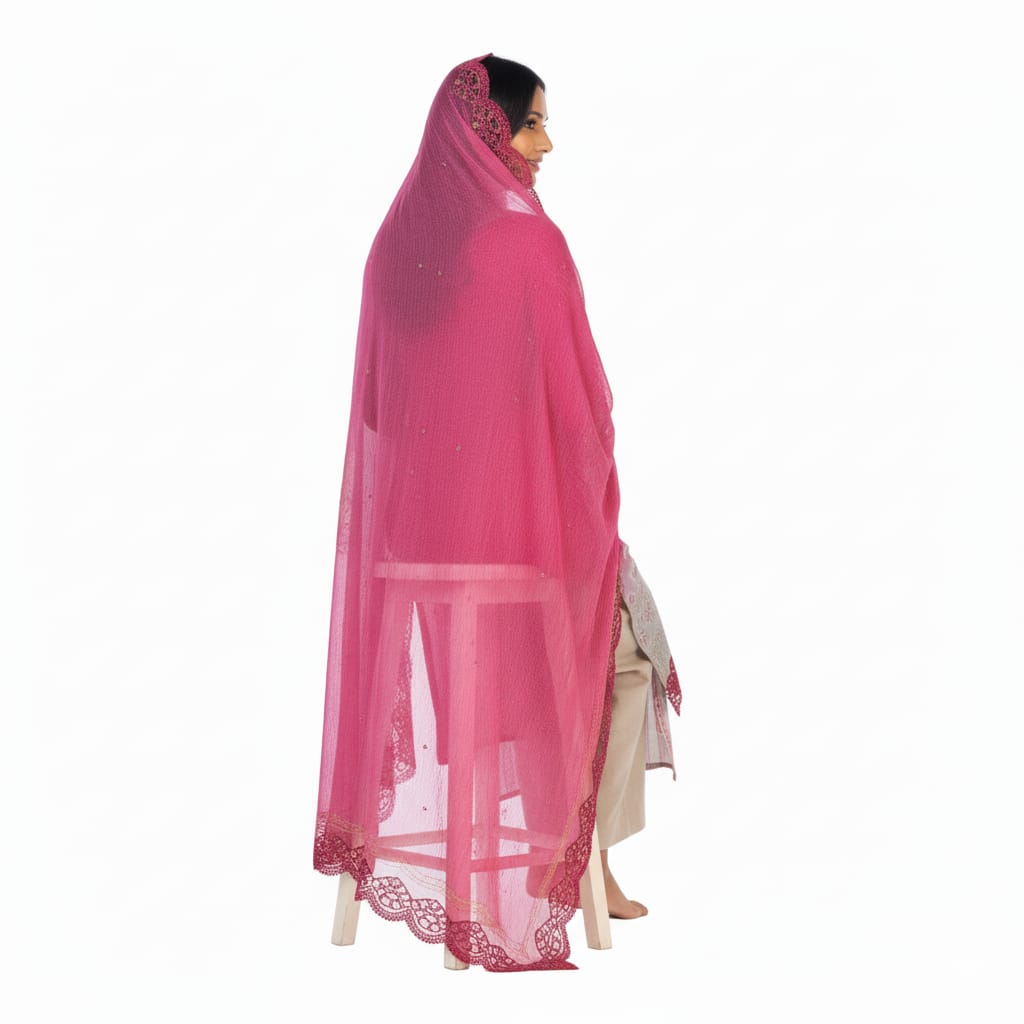 Silakaari Ayaan Magenat Printed Pure Lawn Sequin Patch Work Premium  Ready-Made Dress