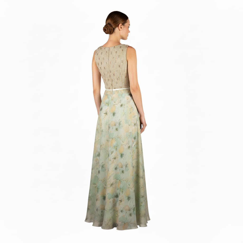 Silakaari Light Green Lime Pearl finish Organza Party Wear Lehenga Sharara set