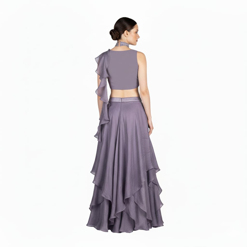 Silakaari Pearl Dimond Feminine Organza Lalick Dimond Lehenga Sharara Set