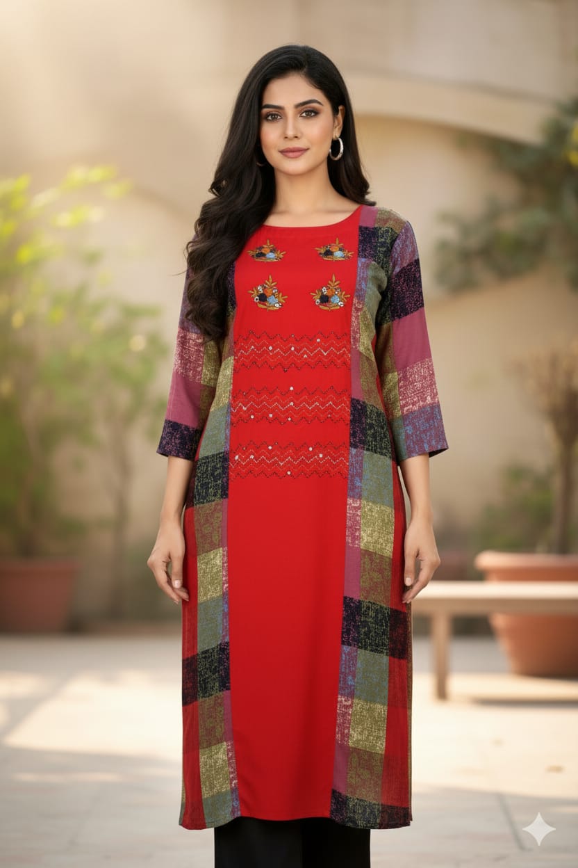 Silakaari Adiva Festive A-line Embroidery Long Kurti
