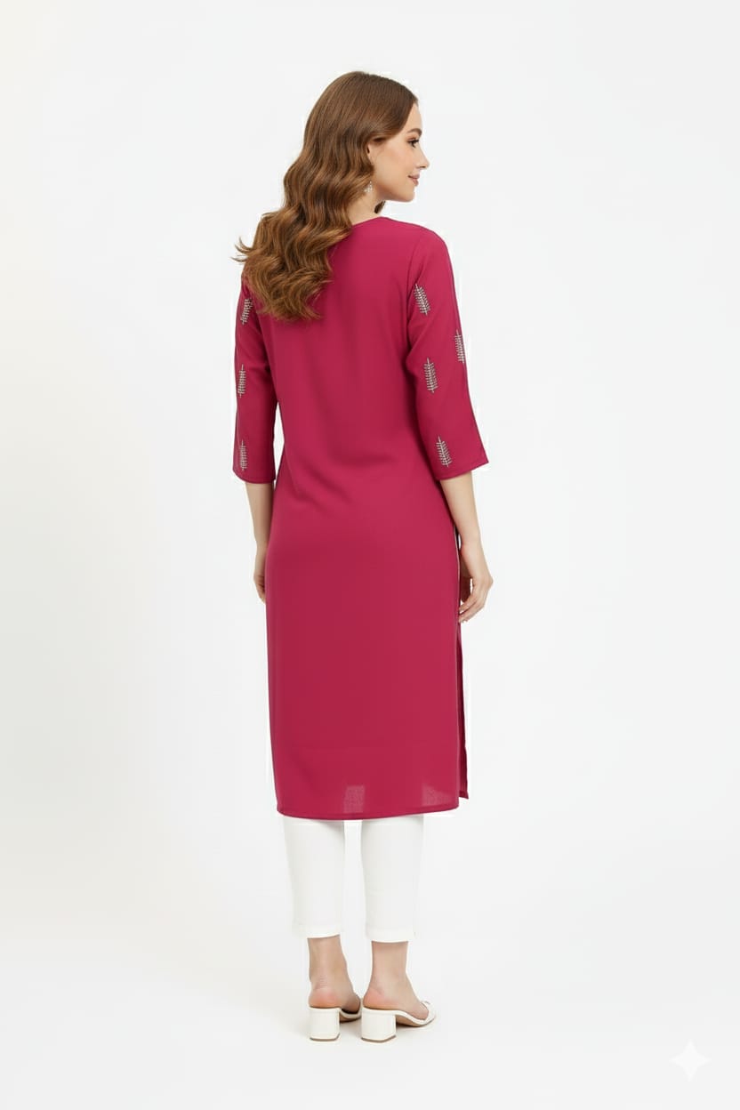 Silakaari Omera Pink loops Embroidered Long kurti