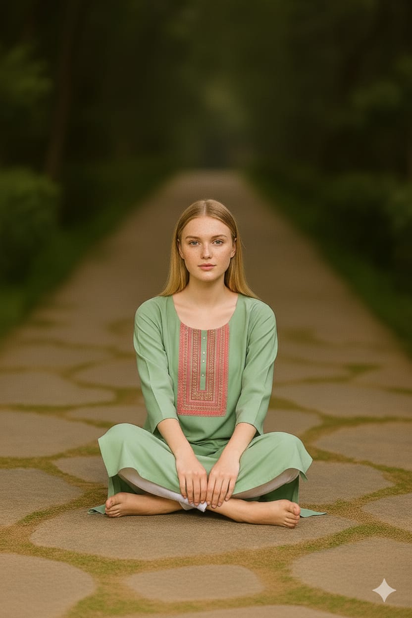 Silakaari Heba Embroidered Teal Green Regular Long Kurti