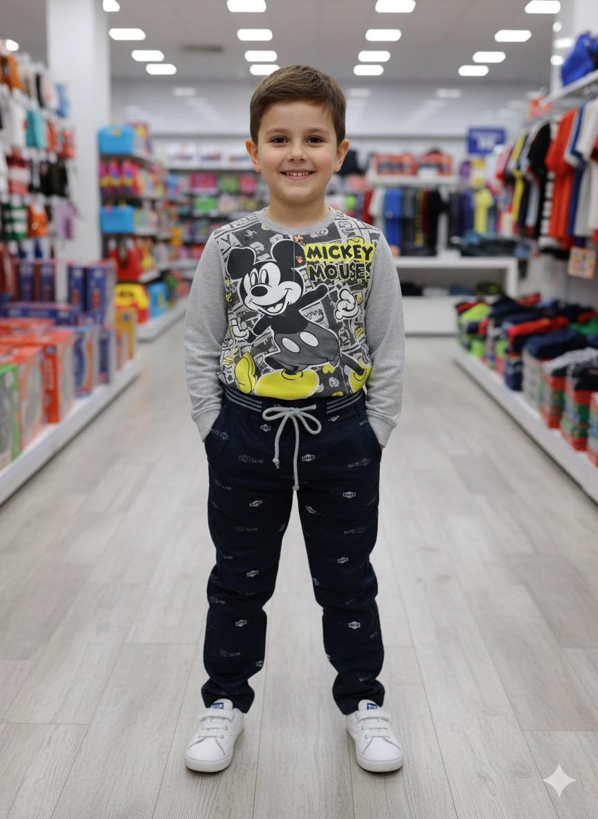 Silakaari Kids Grey Micky Printed Casual Full Sleeve For Boys