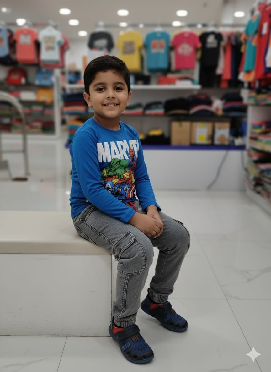 Silakaari Kids Blue Marvel Regular Fit Casual Full Sleeve T-Shirt for Boys