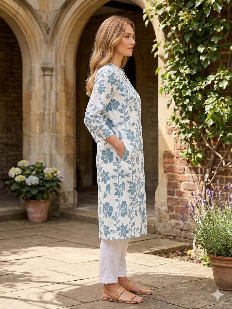 Silakaari Nova Floral Printed Cotton A-line Kurti