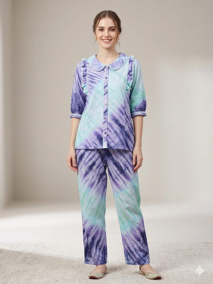 Silakaari Tie-Dye Co-Ord Set for Women|Stylish Printed Top & Pant Set