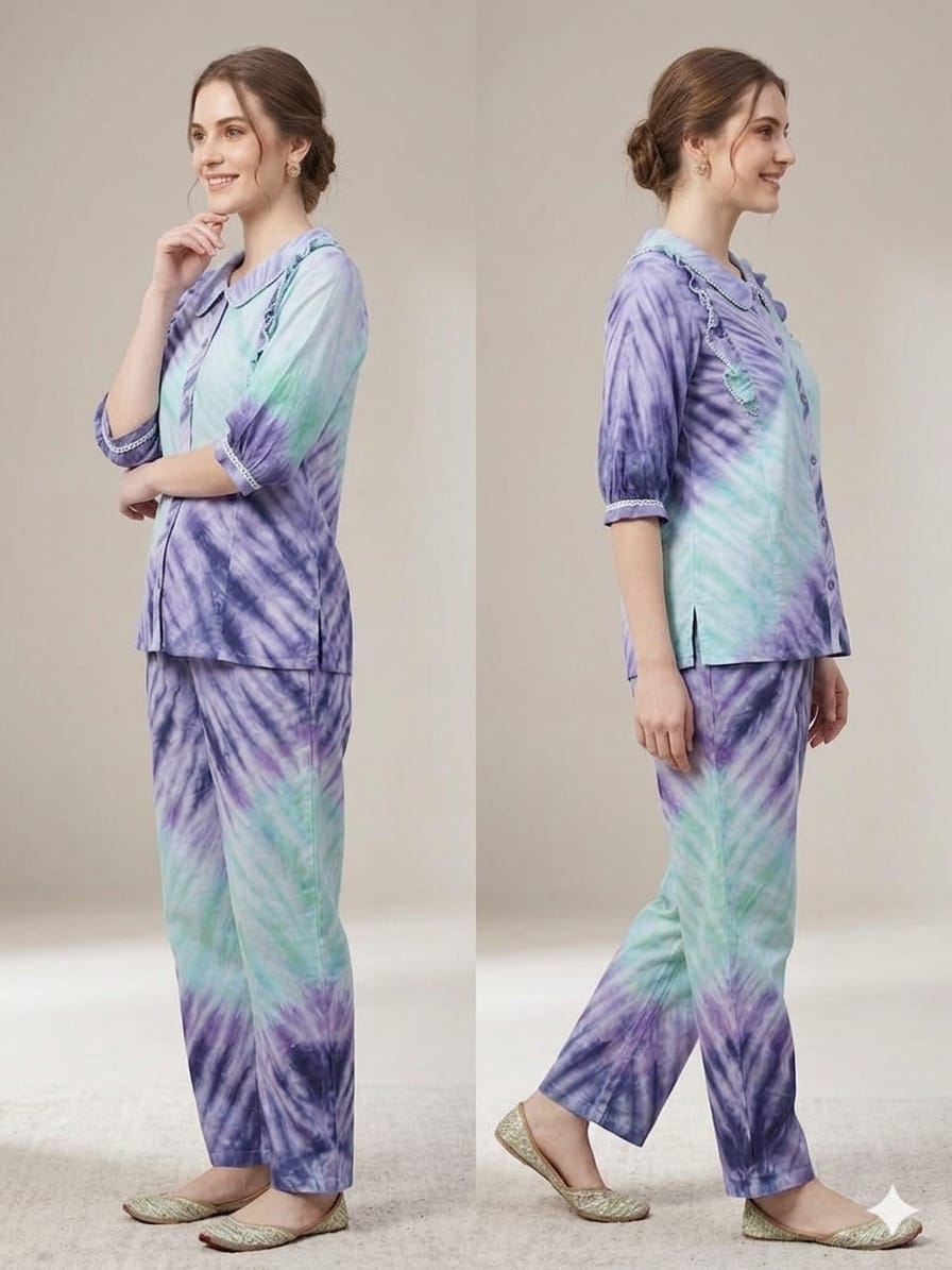 Silakaari Tie-Dye Co-Ord Set for Women|Stylish Printed Top & Pant Set